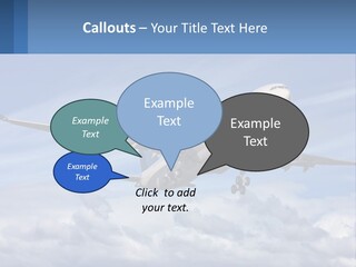 An Airplane Flying In The Sky With Clouds PowerPoint Template