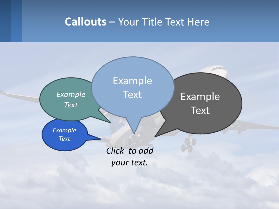 An Airplane Flying In The Sky With Clouds PowerPoint Template