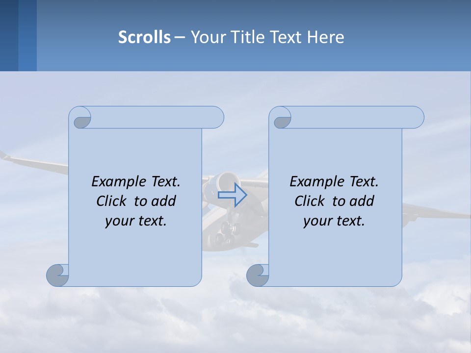 An Airplane Flying In The Sky With Clouds PowerPoint Template