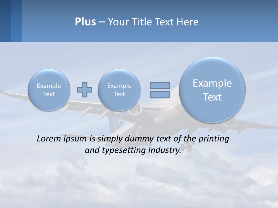 An Airplane Flying In The Sky With Clouds PowerPoint Template
