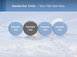 An Airplane Flying In The Sky With Clouds PowerPoint Template