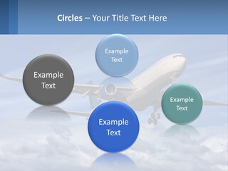 An Airplane Flying In The Sky With Clouds PowerPoint Template