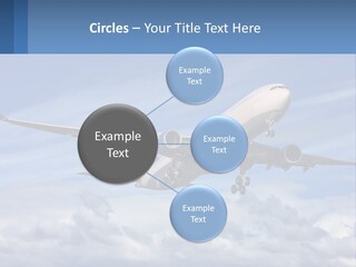 An Airplane Flying In The Sky With Clouds PowerPoint Template