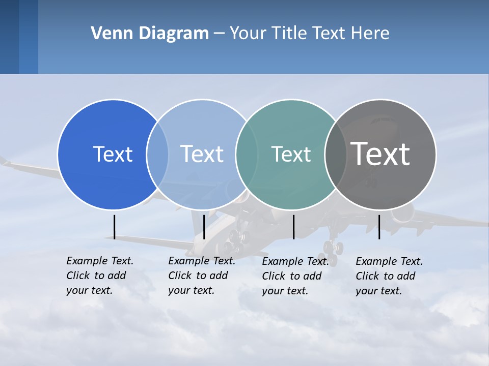An Airplane Flying In The Sky With Clouds PowerPoint Template