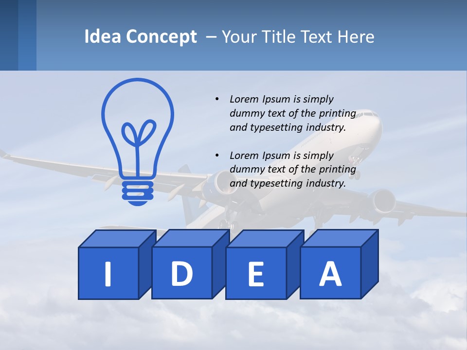 An Airplane Flying In The Sky With Clouds PowerPoint Template