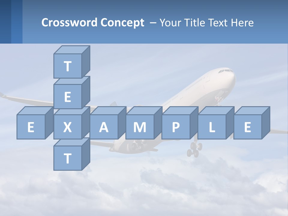 An Airplane Flying In The Sky With Clouds PowerPoint Template