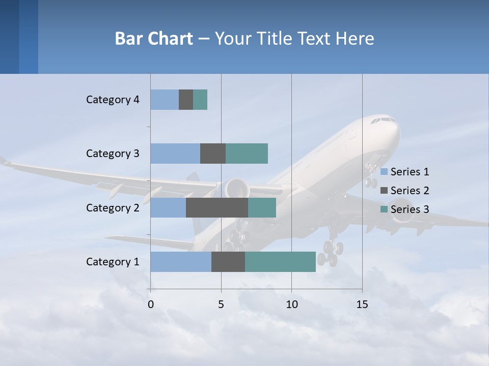 An Airplane Flying In The Sky With Clouds PowerPoint Template
