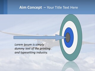 An Airplane Flying In The Sky With Clouds PowerPoint Template