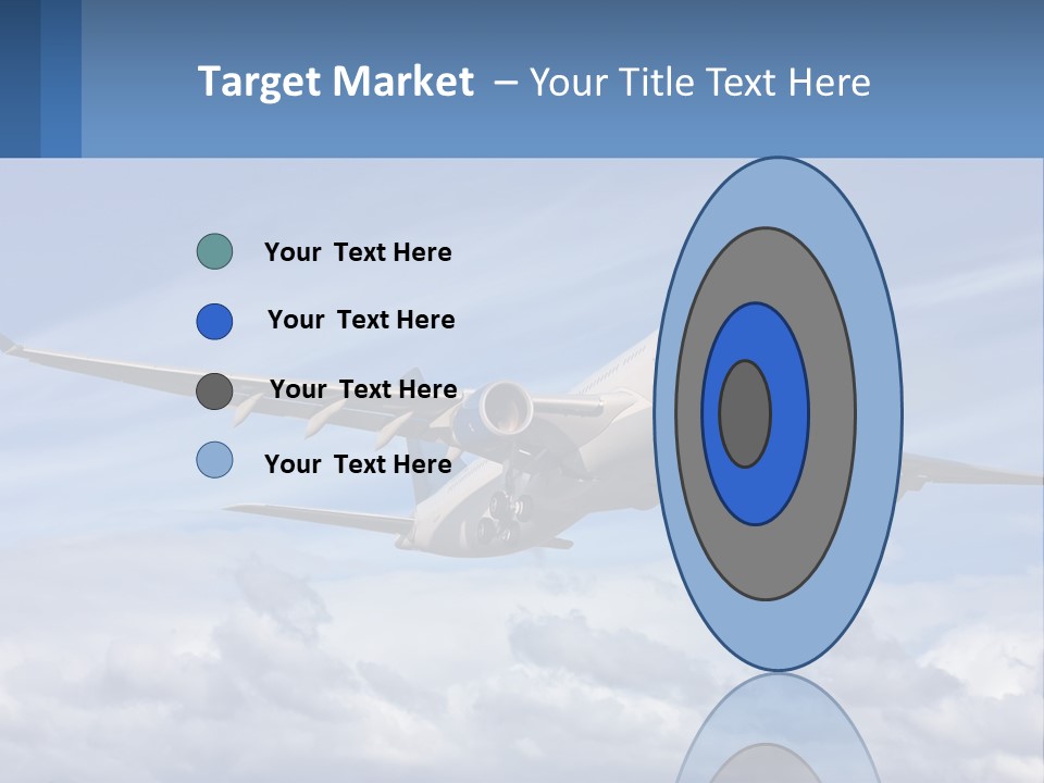 An Airplane Flying In The Sky With Clouds PowerPoint Template