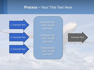 An Airplane Flying In The Sky With Clouds PowerPoint Template