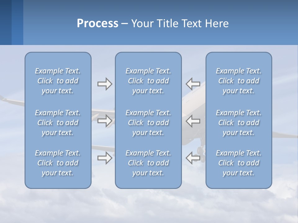 An Airplane Flying In The Sky With Clouds PowerPoint Template