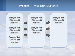 An Airplane Flying In The Sky With Clouds PowerPoint Template