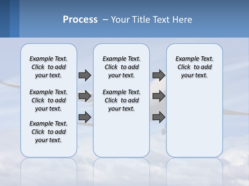An Airplane Flying In The Sky With Clouds PowerPoint Template