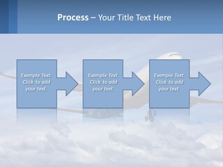 An Airplane Flying In The Sky With Clouds PowerPoint Template