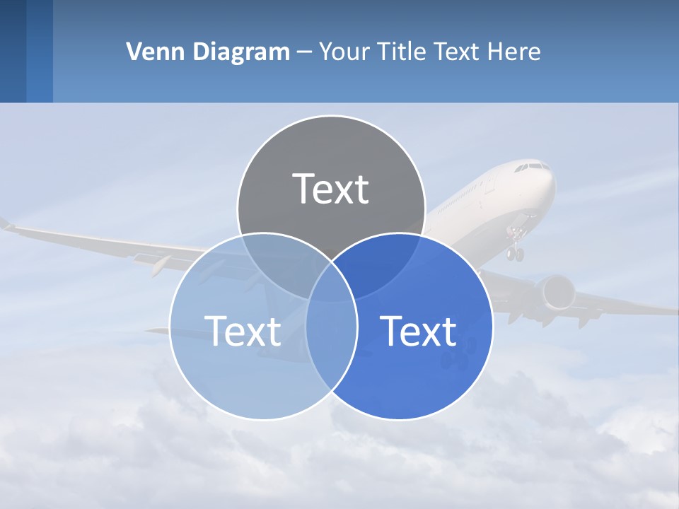 An Airplane Flying In The Sky With Clouds PowerPoint Template