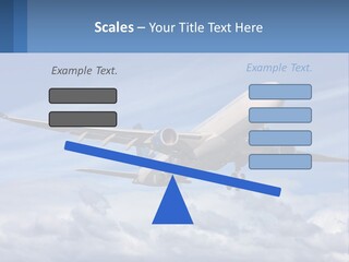 An Airplane Flying In The Sky With Clouds PowerPoint Template