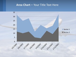 An Airplane Flying In The Sky With Clouds PowerPoint Template