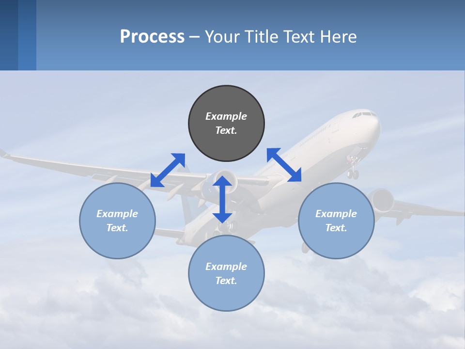 An Airplane Flying In The Sky With Clouds PowerPoint Template