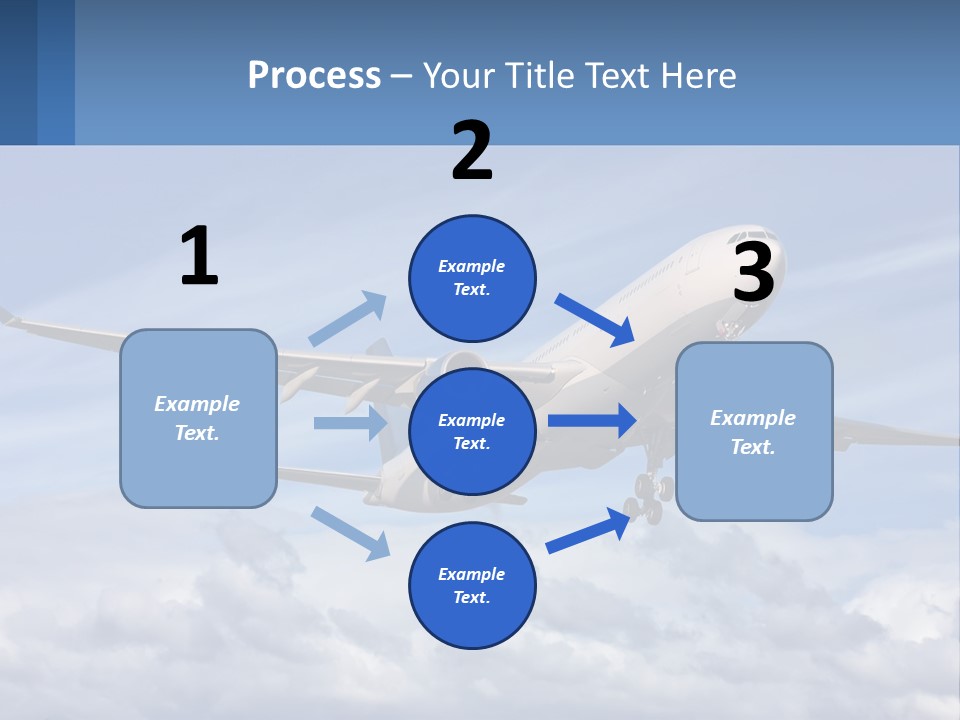 An Airplane Flying In The Sky With Clouds PowerPoint Template