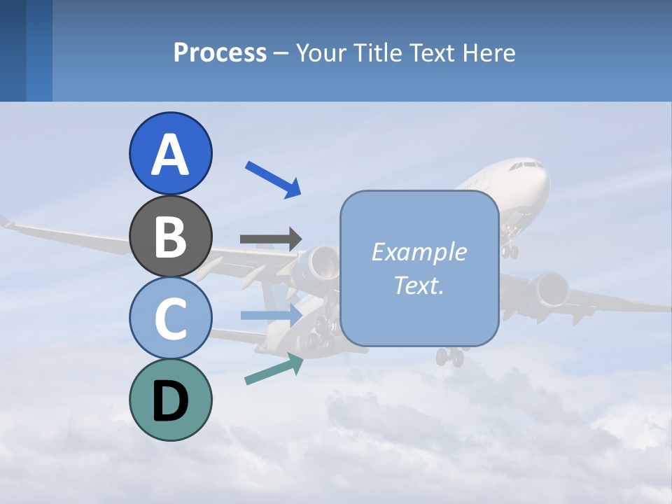 An Airplane Flying In The Sky With Clouds PowerPoint Template