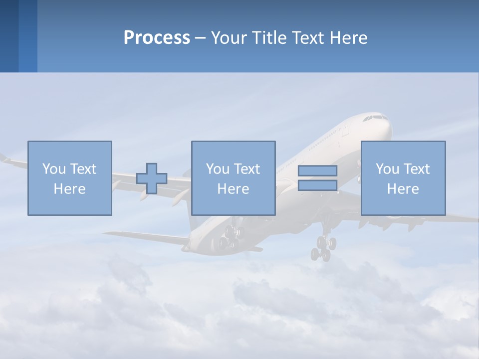 An Airplane Flying In The Sky With Clouds PowerPoint Template