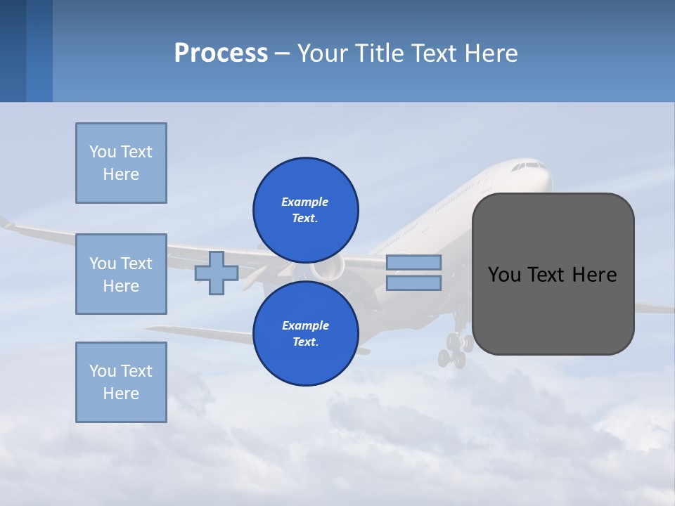 An Airplane Flying In The Sky With Clouds PowerPoint Template