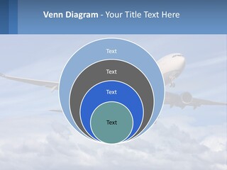 An Airplane Flying In The Sky With Clouds PowerPoint Template