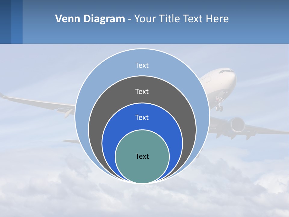 An Airplane Flying In The Sky With Clouds PowerPoint Template