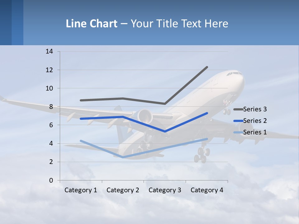 An Airplane Flying In The Sky With Clouds PowerPoint Template