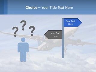 An Airplane Flying In The Sky With Clouds PowerPoint Template
