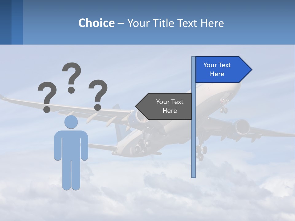 An Airplane Flying In The Sky With Clouds PowerPoint Template