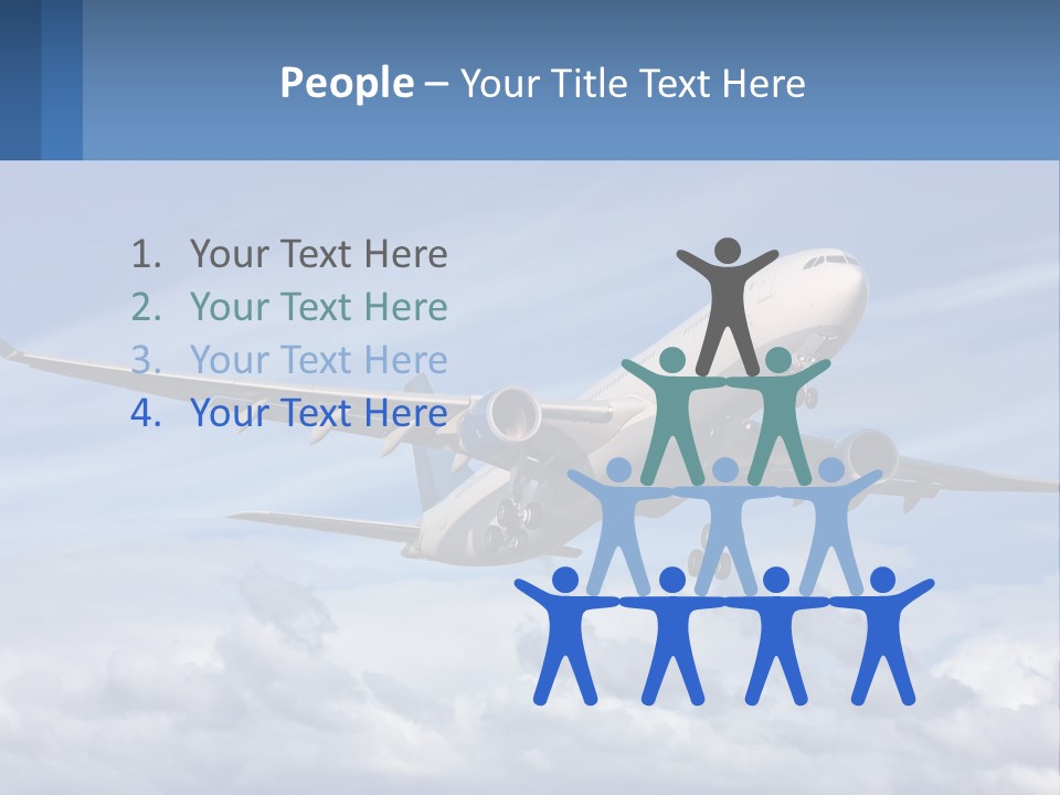 An Airplane Flying In The Sky With Clouds PowerPoint Template