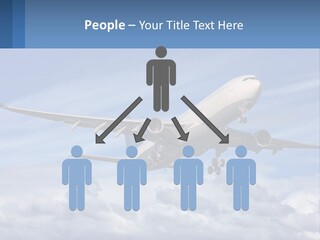 An Airplane Flying In The Sky With Clouds PowerPoint Template