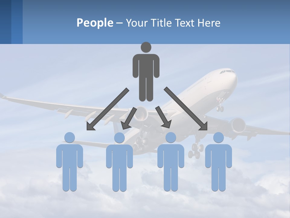 An Airplane Flying In The Sky With Clouds PowerPoint Template