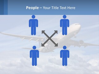 An Airplane Flying In The Sky With Clouds PowerPoint Template