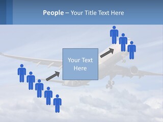 An Airplane Flying In The Sky With Clouds PowerPoint Template