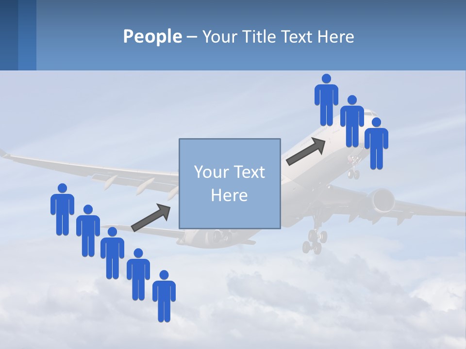 An Airplane Flying In The Sky With Clouds PowerPoint Template