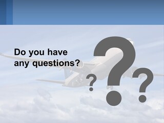 An Airplane Flying In The Sky With Clouds PowerPoint Template
