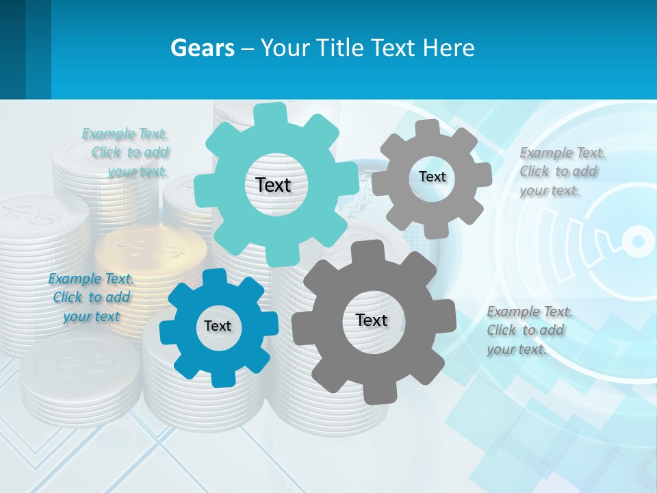 A Pile Of Coins With A Globe In The Background PowerPoint Template