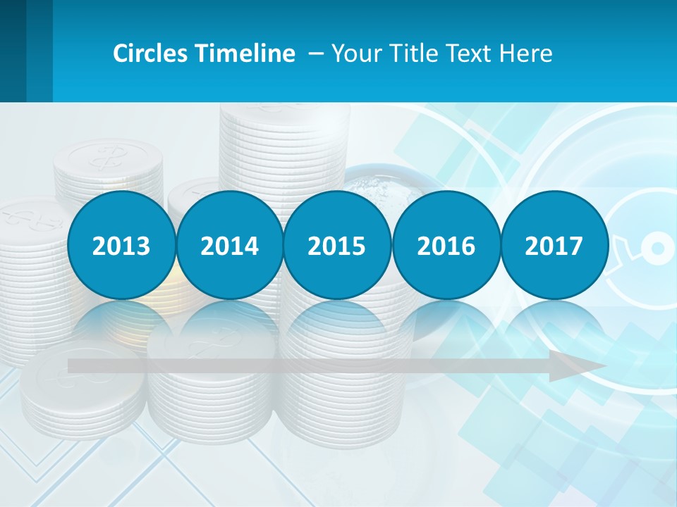 A Pile Of Coins With A Globe In The Background PowerPoint Template