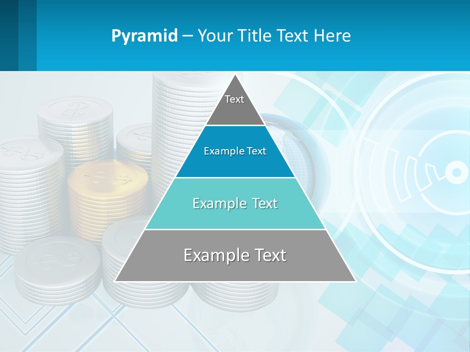 A Pile Of Coins With A Globe In The Background PowerPoint Template