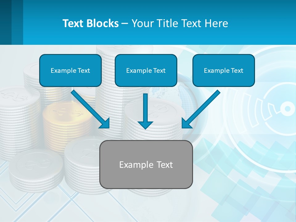 A Pile Of Coins With A Globe In The Background PowerPoint Template