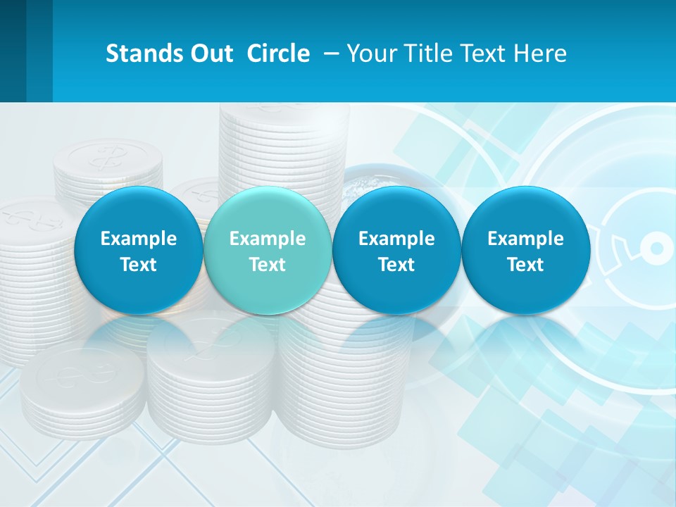 A Pile Of Coins With A Globe In The Background PowerPoint Template