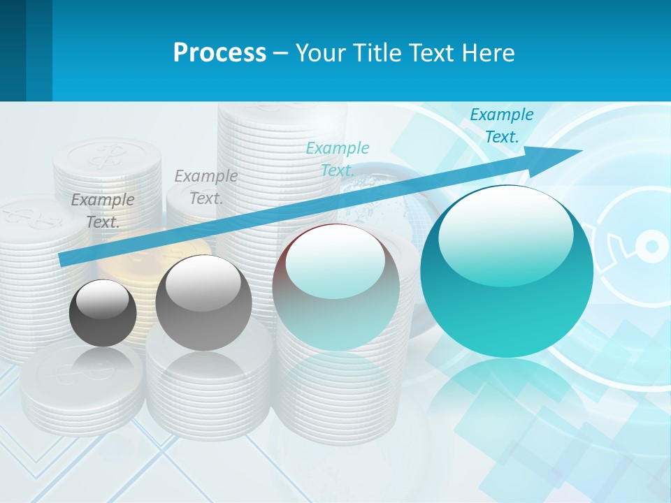 A Pile Of Coins With A Globe In The Background PowerPoint Template