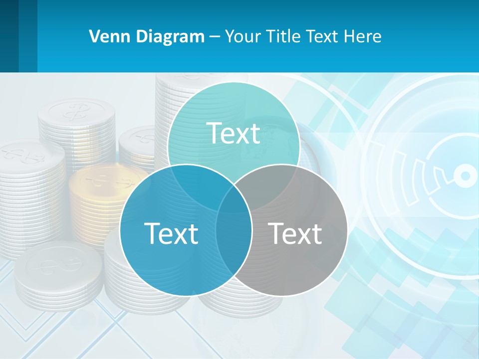 A Pile Of Coins With A Globe In The Background PowerPoint Template