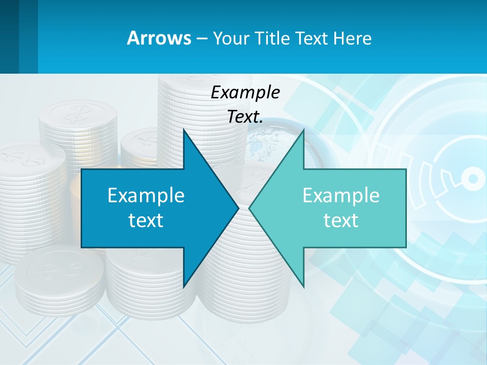 A Pile Of Coins With A Globe In The Background PowerPoint Template