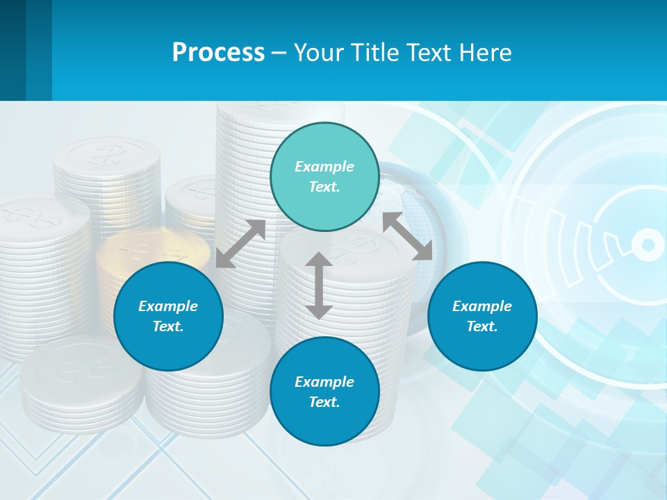 A Pile Of Coins With A Globe In The Background PowerPoint Template