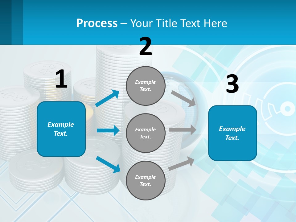 A Pile Of Coins With A Globe In The Background PowerPoint Template