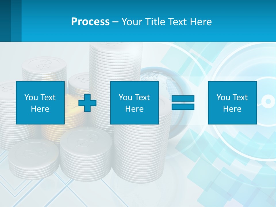 A Pile Of Coins With A Globe In The Background PowerPoint Template