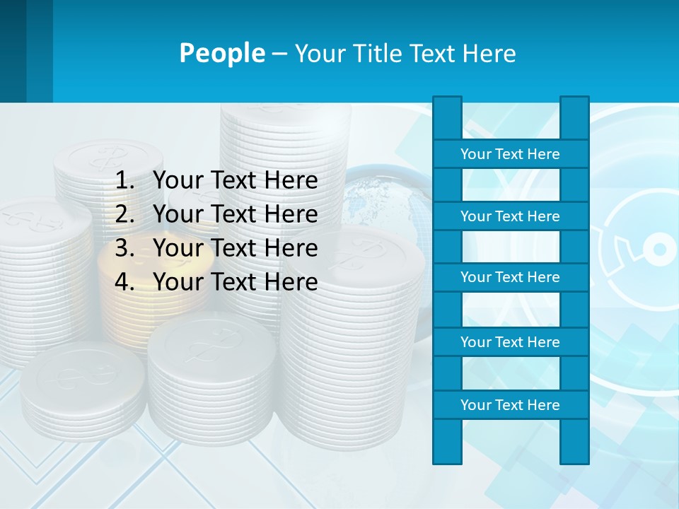 A Pile Of Coins With A Globe In The Background PowerPoint Template